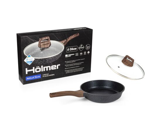 Сковорода Hölmer Natural лита з кришкою 26 см (FP-33526-SWMBML Natural), изображение 10 Сковорода Hölmer Natural лита з кришкою 26 см (FP-33526-SWMBML Natural), изображение 10