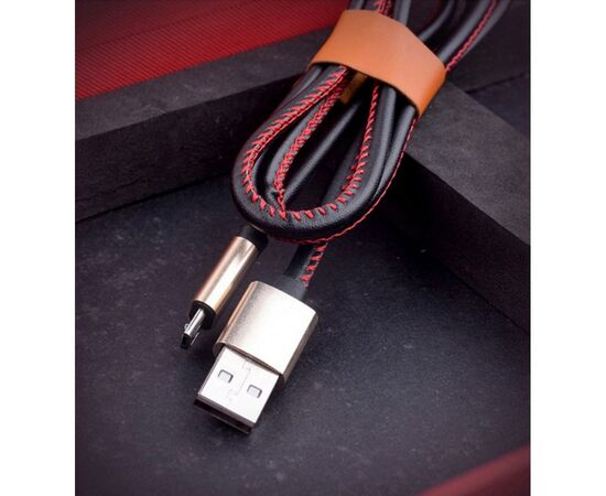 Дата кабель USB 2.0 AM to Micro 5P 1.0m leather black XoKo (SC-115m-BK), изображение 2 Дата кабель USB 2.0 AM to Micro 5P 1.0m leather black XoKo (SC-115m-BK), изображение 2