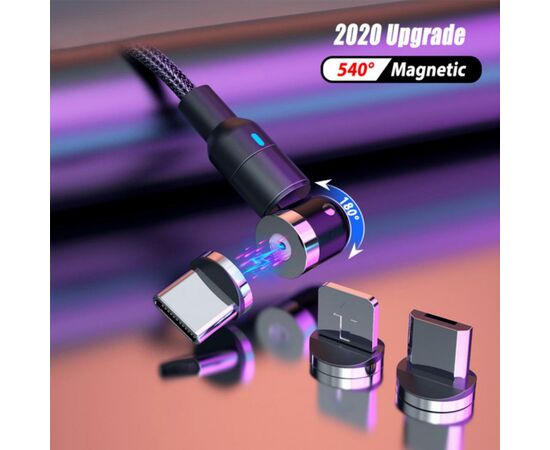 Дата кабель USB 2.0 AM to Lightning + Micro 5P + Type-C 1.0m Magneto 540 XoKo (SC-390MGNT-BK), изображение 3