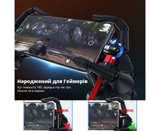 Дата кабель USB 2.0 AM to Lightning + Micro 5P + Type-C 1.0m Magneto 540 XoKo (SC-390MGNT-BK), изображение 4