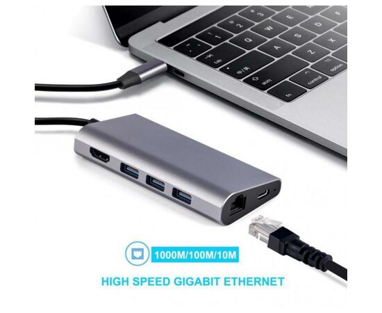 Концентратор Dynamode USB3.1 Type-C to HDMI, 3хUSB3.0, RJ45, USB Type-C Female, SD (Dock-USB-TypeC-HDMI-USB3.0-RJ45), зображення 2