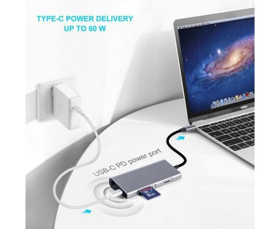 Концентратор Dynamode USB3.1 Type-C to HDMI, 3хUSB3.0, RJ45, USB Type-C Female, SD (Dock-USB-TypeC-HDMI-USB3.0-RJ45), зображення 3
