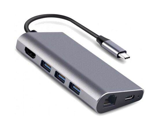Концентратор Dynamode USB3.1 Type-C to HDMI, 3хUSB3.0, RJ45, USB Type-C Female, SD (Dock-USB-TypeC-HDMI-USB3.0-RJ45)