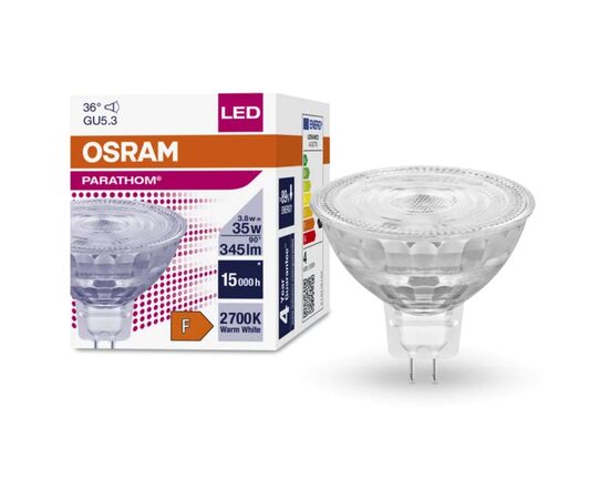 Лампочка Osram LED MR16 35 36 3,8W/827 12V GU5.3 (4058075796638), зображення 2 Лампочка Osram LED MR16 35 36 3,8W/827 12V GU5.3 (4058075796638), зображення 2