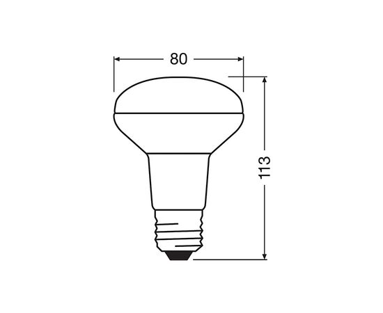 Лампочка Osram LED R80 60 4,3W/827 230V GL E27 (4058075433304), зображення 2 Лампочка Osram LED R80 60 4,3W/827 230V GL E27 (4058075433304), зображення 2