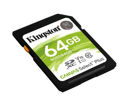 Карта памяти Kingston 64GB SDXC class 10 UHS-I U3 Canvas Select Plus (SDS2/64GB), изображение 2 Карта памяти Kingston 64GB SDXC class 10 UHS-I U3 Canvas Select Plus (SDS2/64GB), изображение 2