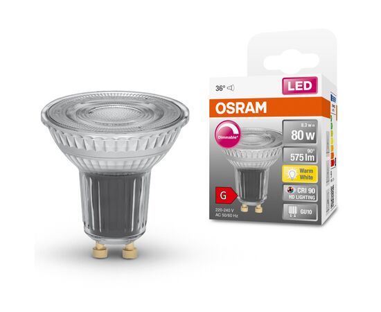 Лампочка Osram LED PAR16 DIM 80 36 8,3W/927 230V GU10 (4058075433663), зображення 4 Лампочка Osram LED PAR16 DIM 80 36 8,3W/927 230V GU10 (4058075433663), зображення 4