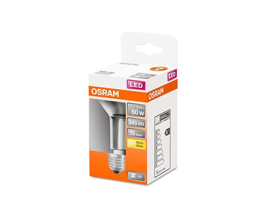 Лампочка Osram LED R63 60 4,3W/827 230V GL E27 (4058075125988), зображення 2 Лампочка Osram LED R63 60 4,3W/827 230V GL E27 (4058075125988), зображення 2