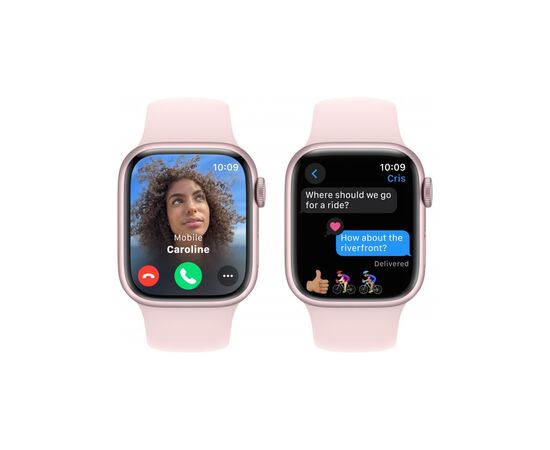 Смарт-годинник Apple Watch Series 9 GPS 41mm Pink Aluminium Case with Light Pink Sport Band - M/L (MR943QP/A), зображення 6 Смарт-годинник Apple Watch Series 9 GPS 41mm Pink Aluminium Case with Light Pink Sport Band - M/L (MR943QP/A), зображення 6