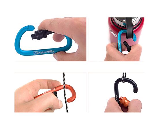 Карабин туристический Naturehike алюмінієвий з муфтою D-type 80 мм NH15A008-D Orange (6927595701621), изображение 2 Карабин туристический Naturehike алюмінієвий з муфтою D-type 80 мм NH15A008-D Orange (6927595701621), изображение 2