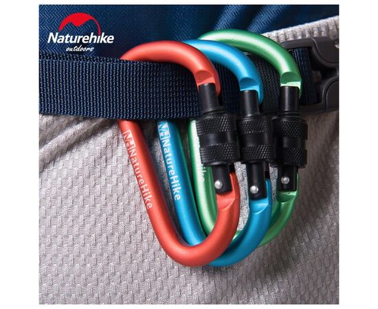 Карабин туристический Naturehike алюмінієвий з муфтою D-type 80 мм NH15A008-D Orange (6927595701621), изображение 3 Карабин туристический Naturehike алюмінієвий з муфтою D-type 80 мм NH15A008-D Orange (6927595701621), изображение 3