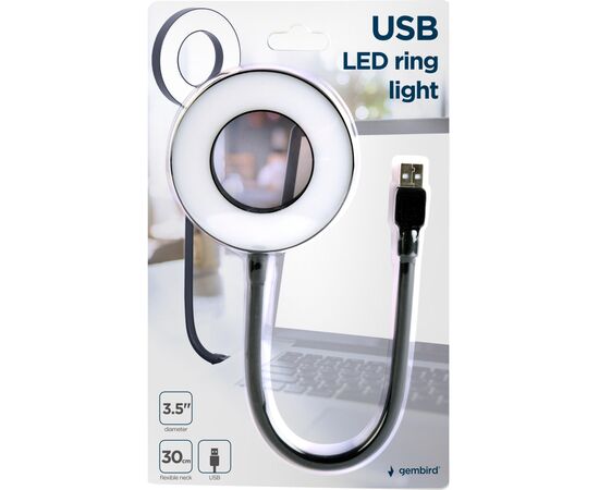 Лампа USB Gembird LED, ring 3.5 inch, 6W (NL-LEDRING-01), изображение 3 Лампа USB Gembird LED, ring 3.5 inch, 6W (NL-LEDRING-01), изображение 3