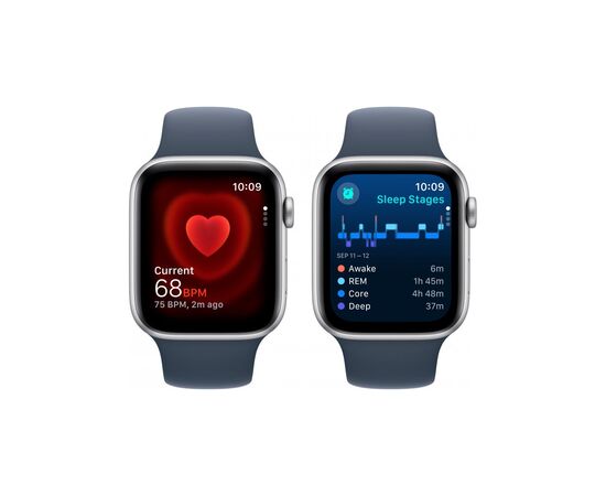 Смарт-годинник Apple Watch SE 2023 GPS 40mm Silver Aluminium Case with Storm Blue Sport Band - S/M (MRE13QP/A), зображення 5 Смарт-годинник Apple Watch SE 2023 GPS 40mm Silver Aluminium Case with Storm Blue Sport Band - S/M (MRE13QP/A), зображення 5