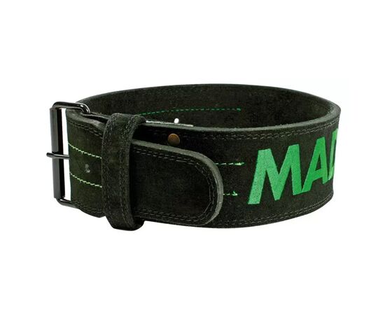 Атлетичний пояс MadMax MFB-301 Suede Single Prong шкіряний Black/Green M (MFB-301_M)