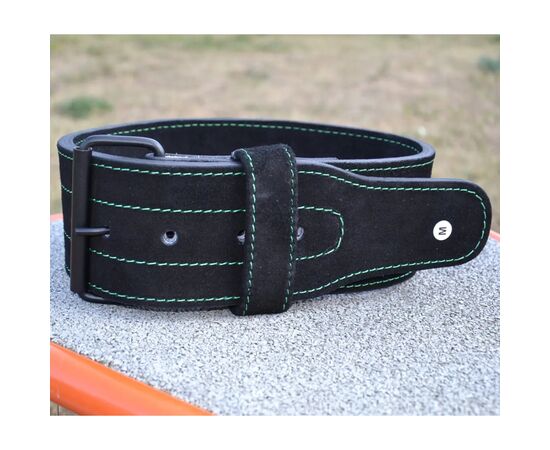 Атлетический пояс MadMax MFB-301 Suede Single Prong шкіряний Black/Green XXL (MFB-301_XXL), изображение 4 Атлетический пояс MadMax MFB-301 Suede Single Prong шкіряний Black/Green XXL (MFB-301_XXL), изображение 4