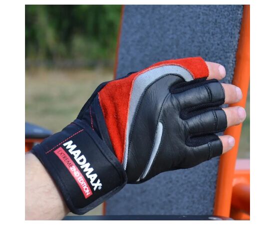 Перчатки для фитнеса MadMax MFG-568 Extreme 2nd edition Black/Red L (MFG-568_L), изображение 2 Перчатки для фитнеса MadMax MFG-568 Extreme 2nd edition Black/Red L (MFG-568_L), изображение 2