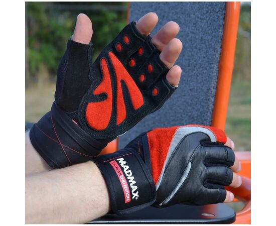Перчатки для фитнеса MadMax MFG-568 Extreme 2nd edition Black/Red L (MFG-568_L), изображение 4 Перчатки для фитнеса MadMax MFG-568 Extreme 2nd edition Black/Red L (MFG-568_L), изображение 4