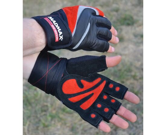 Перчатки для фитнеса MadMax MFG-568 Extreme 2nd edition Black/Red L (MFG-568_L), изображение 7 Перчатки для фитнеса MadMax MFG-568 Extreme 2nd edition Black/Red L (MFG-568_L), изображение 7
