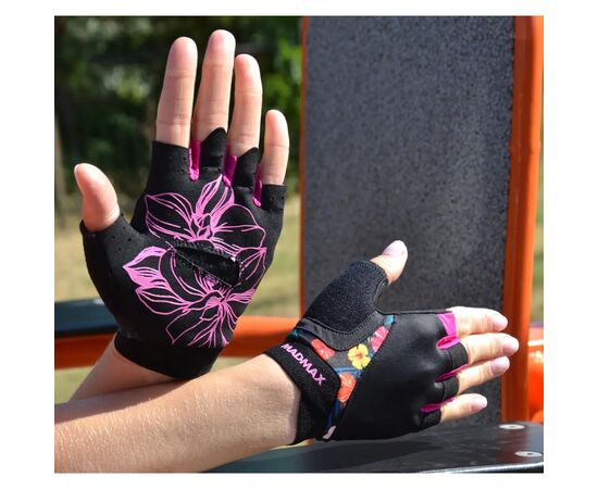 Рукавички для фітнесу MadMax MFG-770 Flower Power Gloves Black/Pink S (MFG-770_S), зображення 7 Рукавички для фітнесу MadMax MFG-770 Flower Power Gloves Black/Pink S (MFG-770_S), зображення 7