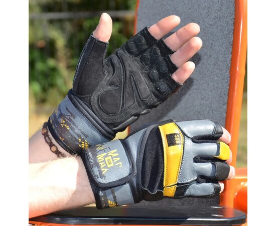 Рукавички для фітнесу MadMax MFG-880 Signature Black/Grey/Yellow S (MFG-880_S), зображення 4 Рукавички для фітнесу MadMax MFG-880 Signature Black/Grey/Yellow S (MFG-880_S), зображення 4