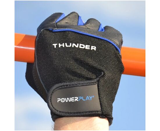 Рукавички для фітнесу PowerPlay 9058 Thunder чорно-сині L (PP_9058_L_Thunder), зображення 10