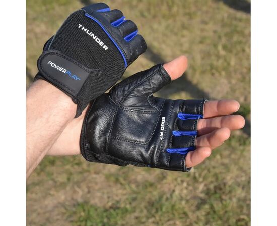 Рукавички для фітнесу PowerPlay 9058 Thunder чорно-сині L (PP_9058_L_Thunder), зображення 7