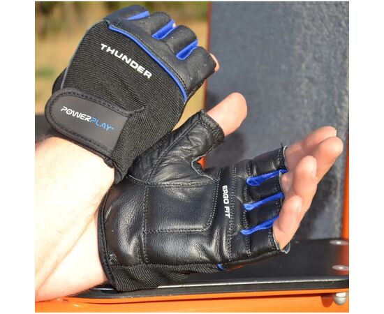 Перчатки для фитнеса PowerPlay 9058 Thunder чорно-сині S (PP_9058_S_Thunder), изображение 4 Перчатки для фитнеса PowerPlay 9058 Thunder чорно-сині S (PP_9058_S_Thunder), изображение 4
