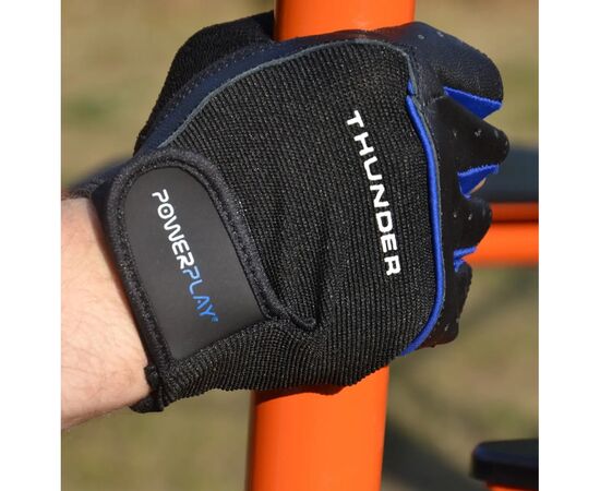 Перчатки для фитнеса PowerPlay 9058 Thunder чорно-сині S (PP_9058_S_Thunder), изображение 5 Перчатки для фитнеса PowerPlay 9058 Thunder чорно-сині S (PP_9058_S_Thunder), изображение 5