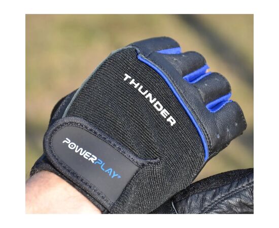 Перчатки для фитнеса PowerPlay 9058 Thunder чорно-сині S (PP_9058_S_Thunder), изображение 8 Перчатки для фитнеса PowerPlay 9058 Thunder чорно-сині S (PP_9058_S_Thunder), изображение 8