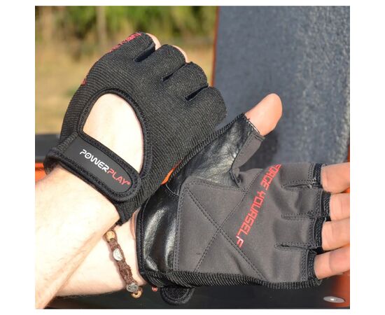 Перчатки для фитнеса PowerPlay 9077 Never Stop чорно-червоні L (PP_9077_L_Red), изображение 6 Перчатки для фитнеса PowerPlay 9077 Never Stop чорно-червоні L (PP_9077_L_Red), изображение 6