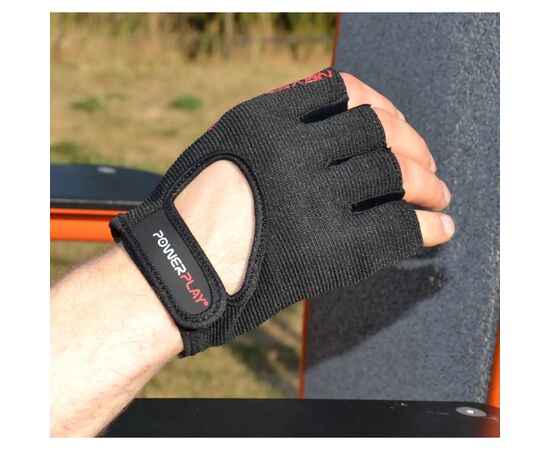 Рукавички для фітнесу PowerPlay 9077 Never Stop чорно-червоні S (PP_9077_S_Red), зображення 2 Рукавички для фітнесу PowerPlay 9077 Never Stop чорно-червоні S (PP_9077_S_Red), зображення 2