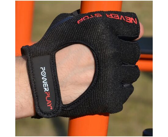 Рукавички для фітнесу PowerPlay 9077 Never Stop чорно-червоні S (PP_9077_S_Red), зображення 5 Рукавички для фітнесу PowerPlay 9077 Never Stop чорно-червоні S (PP_9077_S_Red), зображення 5