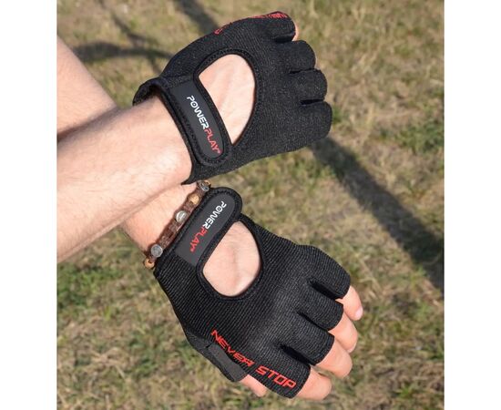 Рукавички для фітнесу PowerPlay 9077 Never Stop чорно-червоні S (PP_9077_S_Red), зображення 7 Рукавички для фітнесу PowerPlay 9077 Never Stop чорно-червоні S (PP_9077_S_Red), зображення 7