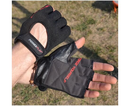 Рукавички для фітнесу PowerPlay 9077 Never Stop чорно-червоні S (PP_9077_S_Red), зображення 8 Рукавички для фітнесу PowerPlay 9077 Never Stop чорно-червоні S (PP_9077_S_Red), зображення 8