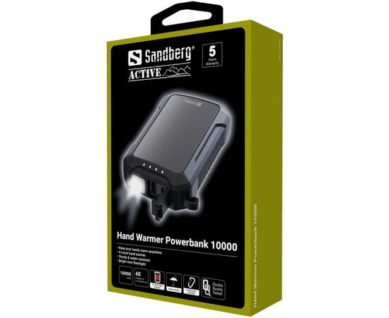 Батарея универсальная Sandberg 10000mAh, Hand Warmer, flashlight 1W, USB-C/USB-A 2A/5V (420-65), изображение 3 Батарея универсальная Sandberg 10000mAh, Hand Warmer, flashlight 1W, USB-C/USB-A 2A/5V (420-65), изображение 3