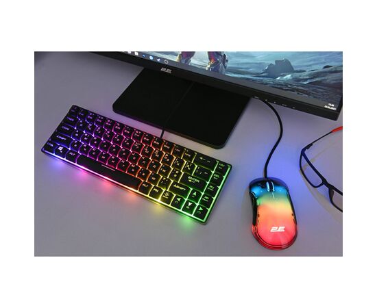 Клавиатура 2E Gaming KG345 RGB 68key USB UA Transparent (2E-KG345TR), изображение 3 Клавиатура 2E Gaming KG345 RGB 68key USB UA Transparent (2E-KG345TR), изображение 3