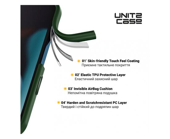 Чехол для мобильного телефона Armorstandart UNIT2 Apple iPhone 15 Pro Green (ARM69982), изображение 3 Чехол для мобильного телефона Armorstandart UNIT2 Apple iPhone 15 Pro Green (ARM69982), изображение 3