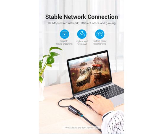 Переходник USB3.1 Type-C to Ethernet RJ45 100 Mb Vention (CFABB), изображение 4 Переходник USB3.1 Type-C to Ethernet RJ45 100 Mb Vention (CFABB), изображение 4