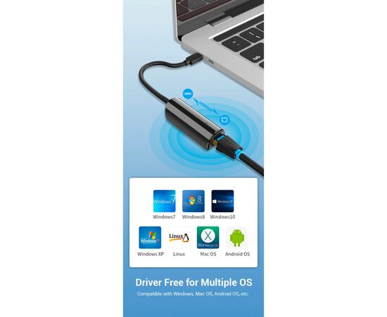 Переходник USB3.1 Type-C to Ethernet RJ45 100 Mb Vention (CFABB), изображение 7 Переходник USB3.1 Type-C to Ethernet RJ45 100 Mb Vention (CFABB), изображение 7