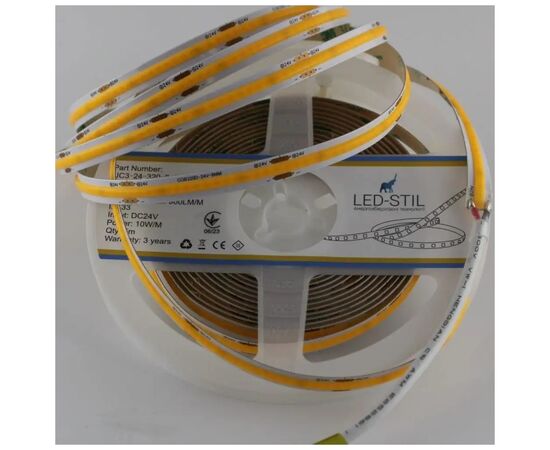Светодиодная лента LED-STIL 3000K 10 Вт/м COB 320 диодов IP33 24 Вольта 900 lm теплый свет (UC3-24-320-8-90), изображение 3 Светодиодная лента LED-STIL 3000K 10 Вт/м COB 320 диодов IP33 24 Вольта 900 lm теплый свет (UC3-24-320-8-90), изображение 3