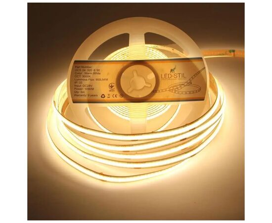 Світлодіодна стрічка LED-STIL 3000K 10 Вт/м COB 320 діодів IP33 24 Вольта 900 lm тепле світло (UC3-24-320-8-90)