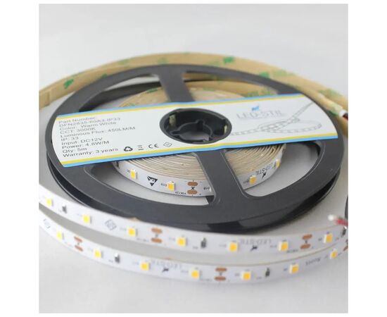 Світлодіодна стрічка LED-STIL 3000K 4,8 Вт/м 2835 60 діодів IP33 24 Вольта 450 lm (DFN2835-60A3-IP33-24V)