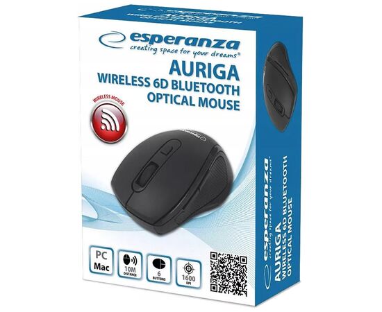 Мышка Esperanza Auriga 6D Bluetooth Black (EM128K), изображение 2 Мышка Esperanza Auriga 6D Bluetooth Black (EM128K), изображение 2