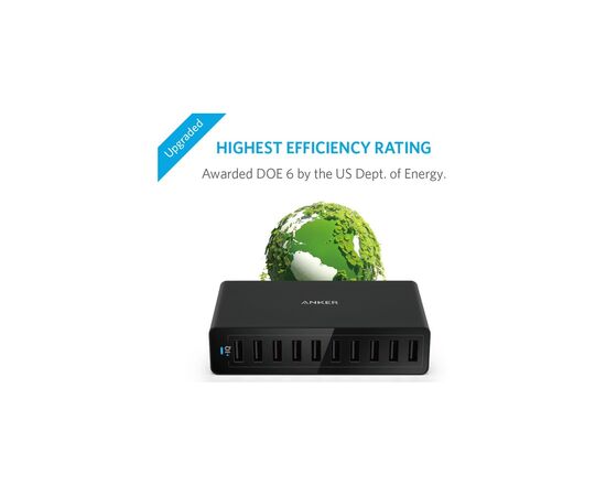 Зарядное устройство Anker PowerPort 10 - 60W 10-port USB PowerIQ (Black) (A2133L11), изображение 4 Зарядное устройство Anker PowerPort 10 - 60W 10-port USB PowerIQ (Black) (A2133L11), изображение 4