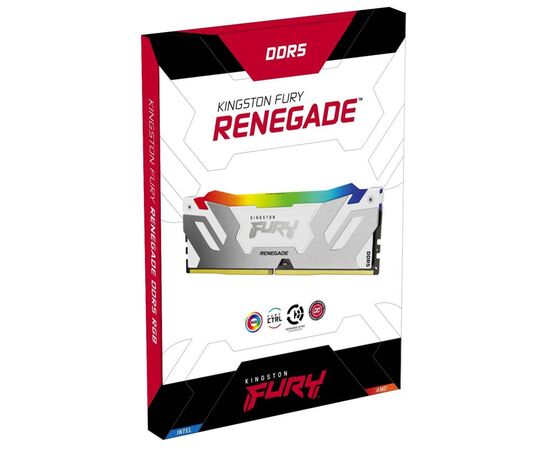 Модуль памяти для компьютера DDR5 32GB 6000 MHz Renegade RGB White Kingston Fury (ex.HyperX) (KF560C32RWA-32), изображение 4 Модуль памяти для компьютера DDR5 32GB 6000 MHz Renegade RGB White Kingston Fury (ex.HyperX) (KF560C32RWA-32), изображение 4