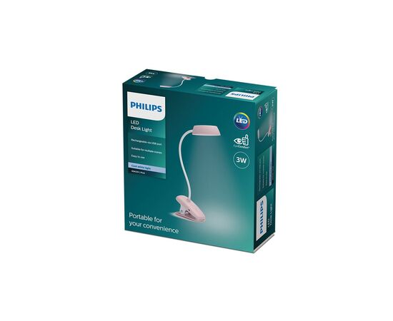 Настольная лампа Philips LED Reading Desk lamp Donutclip 3W, 4000K, 1200mAh (Lithium battery), рожевий (929003179627), изображение 6 Настольная лампа Philips LED Reading Desk lamp Donutclip 3W, 4000K, 1200mAh (Lithium battery), рожевий (929003179627), изображение 6
