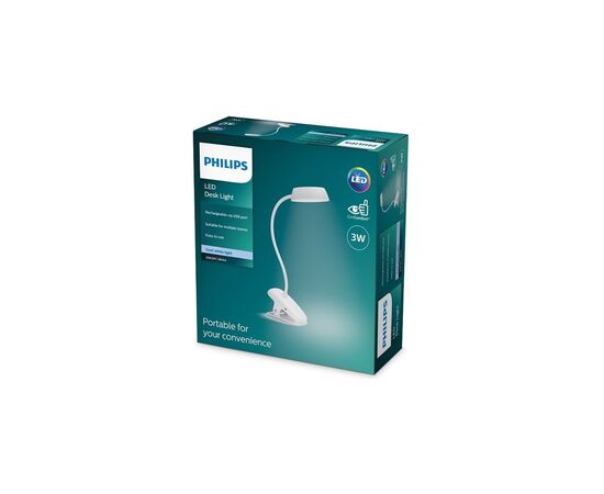Настольная лампа Philips LED Reading Desk lamp Donutclip 3W, 4000K, 1200mAh (Lithium battery), білий (929003179727), изображение 6 Настольная лампа Philips LED Reading Desk lamp Donutclip 3W, 4000K, 1200mAh (Lithium battery), білий (929003179727), изображение 6