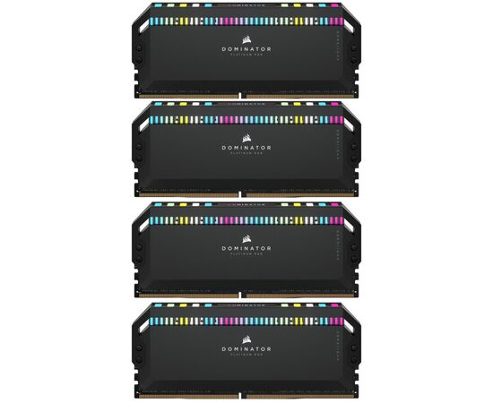 Модуль пам'яті для комп'ютера DDR5 64GB (4x16GB) 6200 MHz Dominator Platinum RGB Black Corsair (CMT64GX5M4B6200C32)