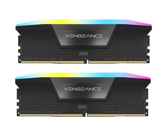 Модуль памяти для компьютера DDR5 32GB (2x16GB) 6000 MHz Vengeance RGB Black Corsair (CMH32GX5M2B6000C30)