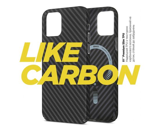 Чехол для мобильного телефона Armorstandart LikeCarbon MagCase Apple iPhone 15 Black (ARM69289), изображение 2